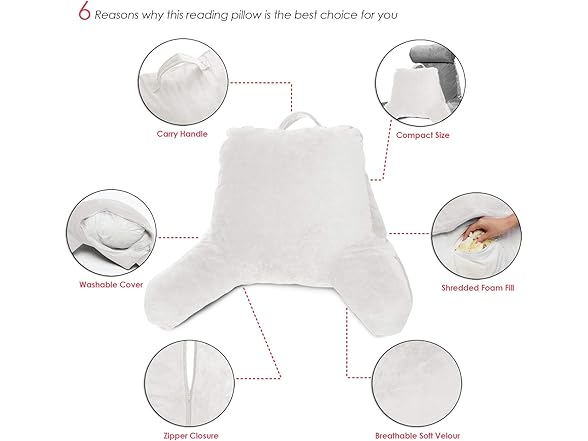 Clara Clark Reading Pillow with Shredded Memory Foam