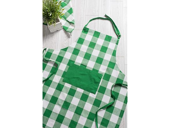 DII Unisex Buffalo Check Kitchen Collection, Apron, Green