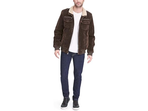 Levi's Men's (S) Men's Leather Sherpa Aviator Bomb
