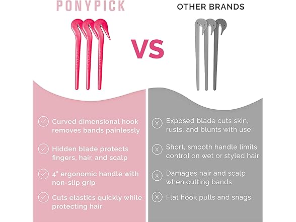 THE PONY PICK Hair Elastic Rubber Bands