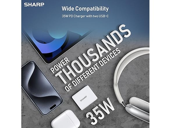 Sharp Dual Port USB C Charger