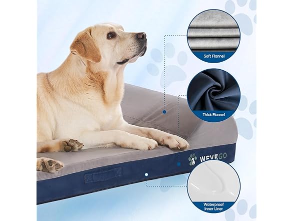 WEVEGO Jumbo Orthopedic Dog Bed, 7.87-in