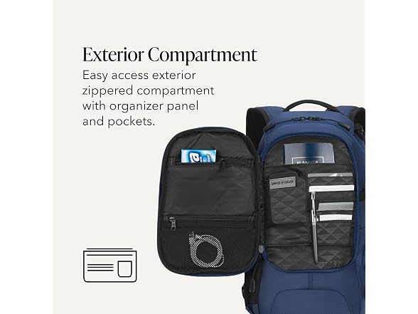 SWISSGEAR Backpack, Slim Profile, Navy Ballistic,15.9L, 18-Inch