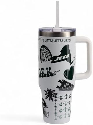 The Memory Company Official Licensed 40oz Team Spirit Stainless Steel Tumbler - Vacuum-Insulated Double-Wall Travel Cup With Handle and Straw Lid