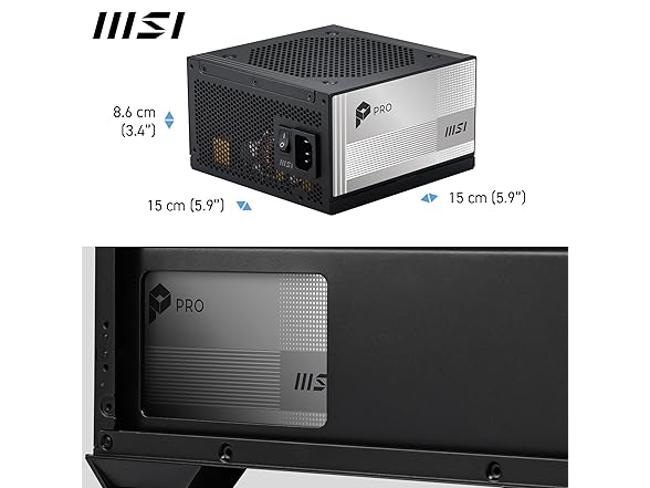 MSI PRO A850PL PCIE5, Fully Modular Gaming 850W Power Supply