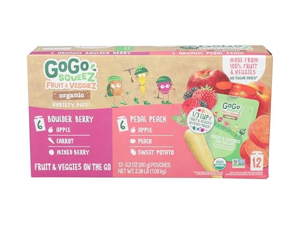 GoGo Squeez Fruit and Veggies 12 Pouch Variety