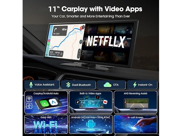 LAMTTO 11in Wireless CarPlay Screen