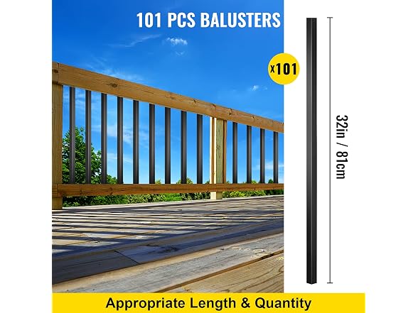 Deck Balusters, 101 Pack Metal Deck x0.8