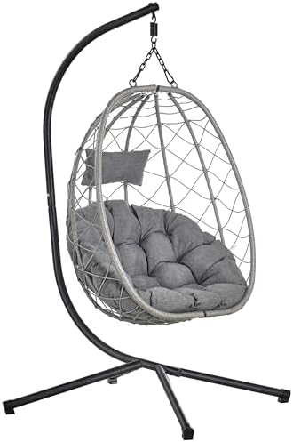 LeisureMod SSCGR-35GR Summit Egg Swing Chair Grey