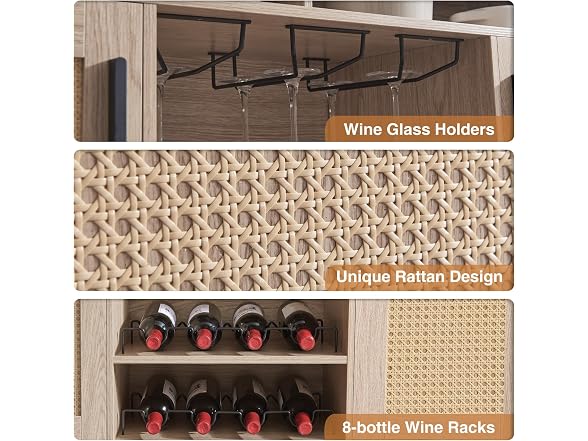 Alaxgumrol Coffee Bar Cabinet, Rattan Buffet