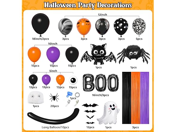 Ouddy Life 178Pcs Halloween Balloons