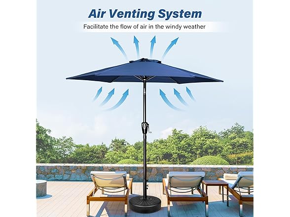 HealSmart 7.5ft Patio Umbrella with Push Button Tilt/Crank Blue