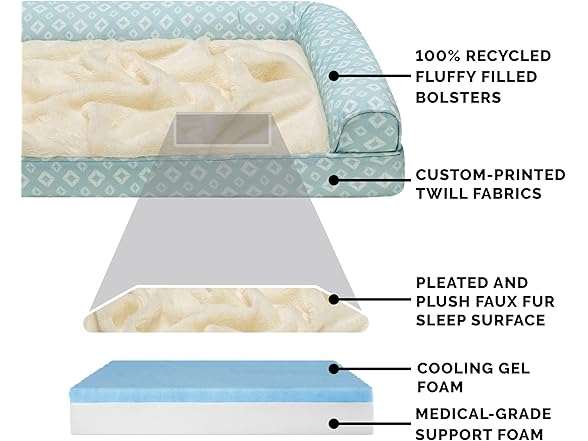 Furhaven Cooling Gel Dog Bed for Medium Small Dogs