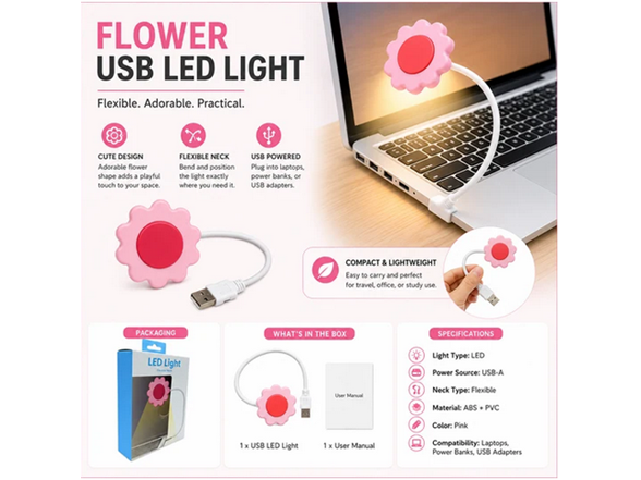 Vivitar Flower USB Light – Decorative LED Bloom Mood Light - Gallery 2