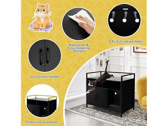 Tangkula Litter Box Enclosure, Black