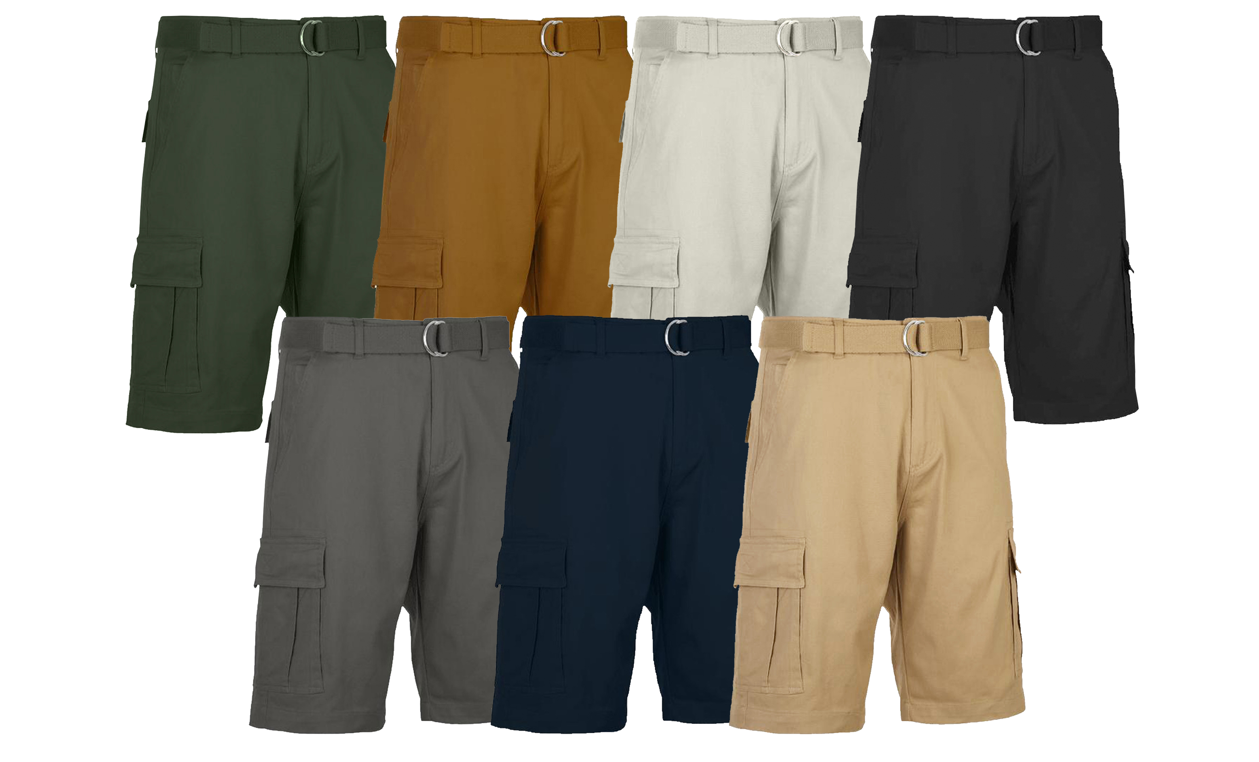 3Pk Mens Cotton Stretch Cargo Shorts (30-42) - Gallery 15