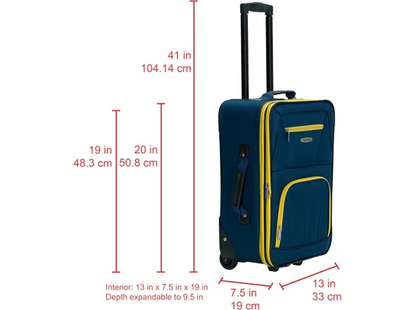 Rockland Fashion Softside Upright Luggage Set, Navy