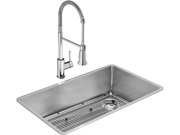 Elkay Crosstown 18 Gauge SS 31.5" Sink Kit w Faucet