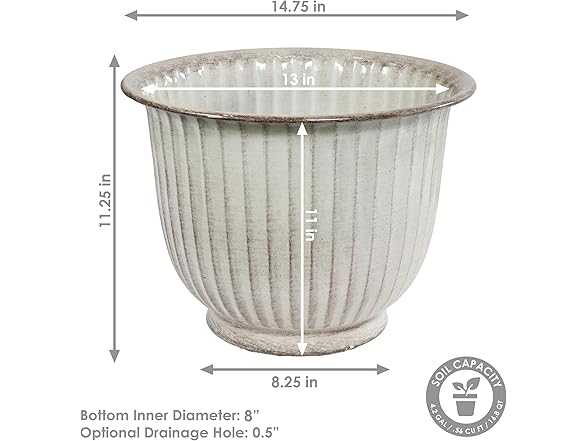 Sunnydaze Carlotta 14.75" Metal Outdoor Plant Pot Set- Set of 4