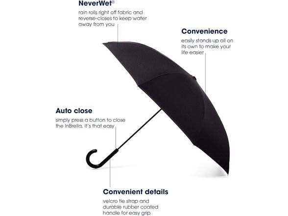 Totes Auto Reverse Close Windproof Stick Inbrella