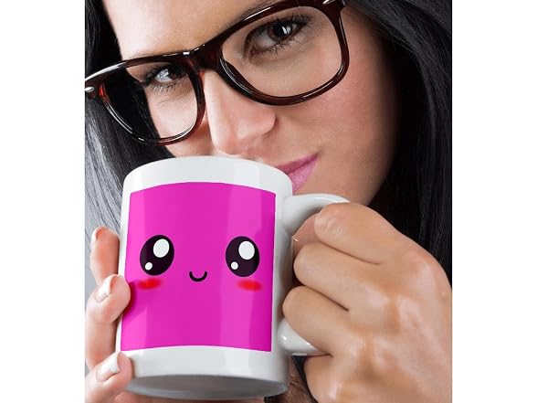 3dRose Hot Pink Cute smiling Square Mug