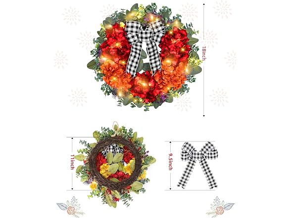 Vlorart 20" Fall Wreaths for Front Door,Fall Wrea