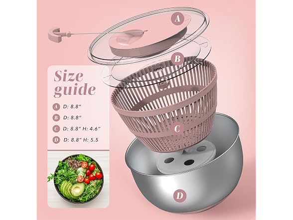COOK WITH COLOR Stainless Steel Salad Spinner - 5 Qt