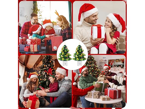 Lakumu 2Pk 6’’ Christmas Tree Night Lights- Green