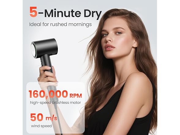 Hair Dryer, 160,000 RPM High-Speed Ionic