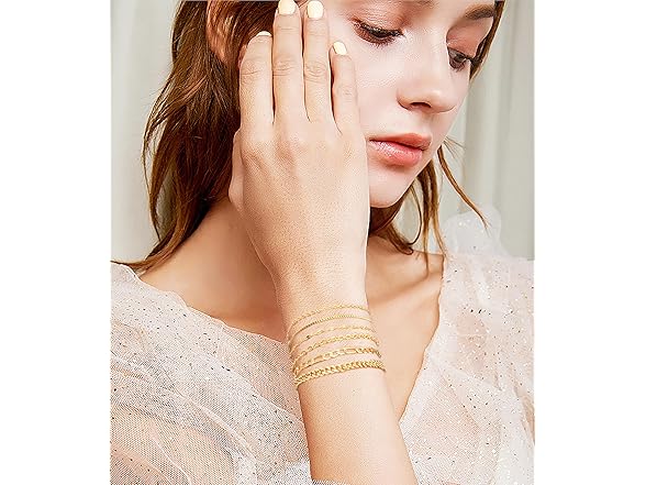 ZZM Story 6Pcs 18k Gold Plated Bracelet Set