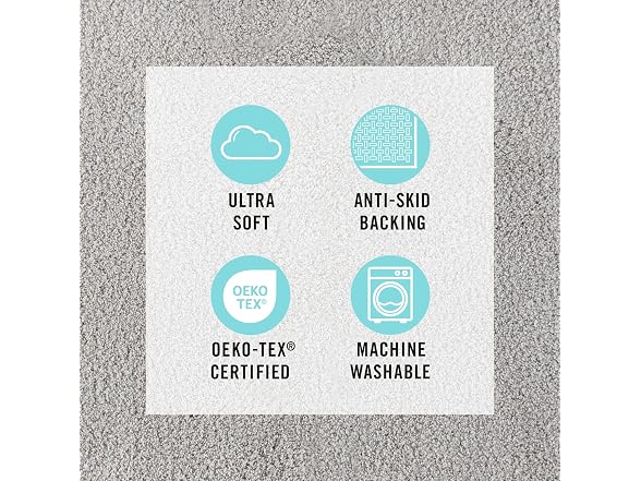 MARTHA STEWART Drylon Microfiber Bath Rug Grey