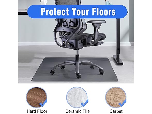 NeuType Glass Chair Mat, 36"x36"x1/5"