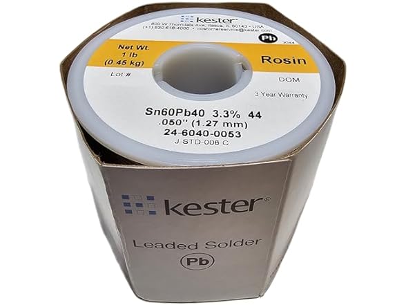 Genuine Kester Solder 60/40 – 0.025" (0.65mm) Rosin Core – 30 Feet + FREE Flux