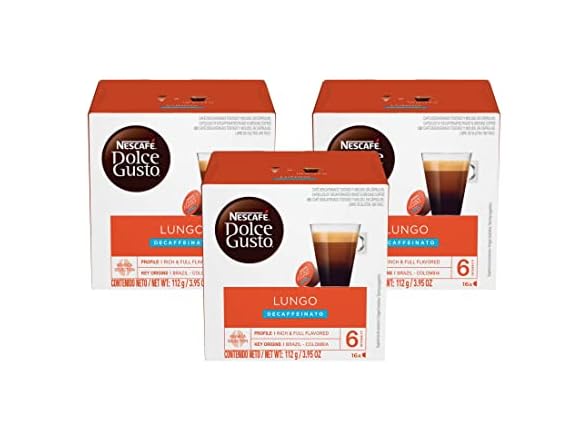 3PK Nescafe Dolce Gusto Coffee Pods, Lungo Decaf