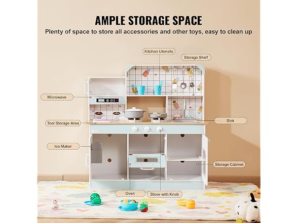 Play Kitchen for Kids, Wooden Toy Kitchen Set