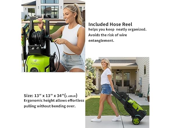 2025Upgraded Pressure Washer 5000PSI with Adj-8-Level Touch Screen, 34" Tall Power Washer, 4 Quick Connect Nozzles, Inlet Hose&Filter&500mlFoam Cannon for Cars/Fences/Driveways, Green (Open Box)