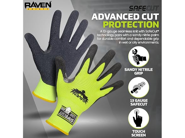 Raven® A3 Cut Resistant Gloves with SafeCut® S 12PK