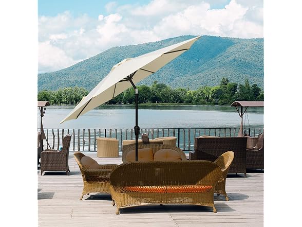 Simple Deluxe 9ft Outdoor Market Table Patio Umbrella with Button Tilt