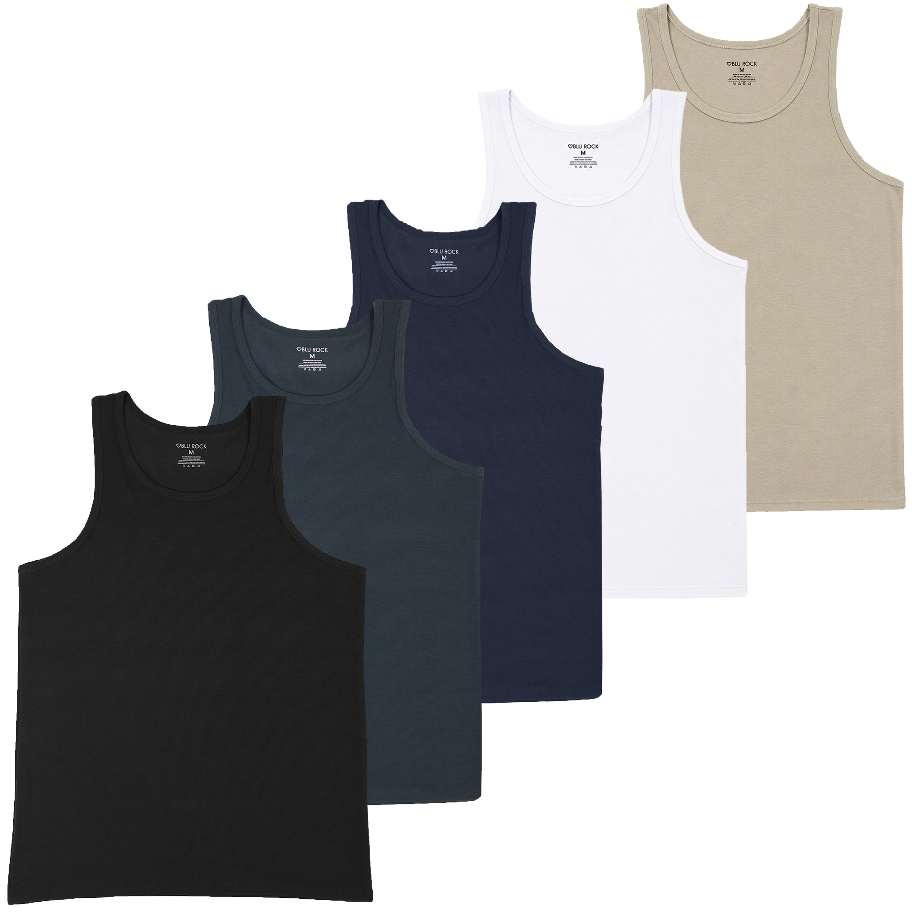 5Pk Mens Micro Waffle Tank Top - Gallery 15