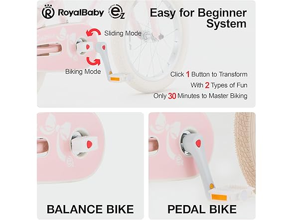 RoyalBaby EZ Kids 14 Inch Balance to Pedal Bike