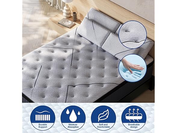 DIGLANT Medium Firm Hybrid Queen Mattress