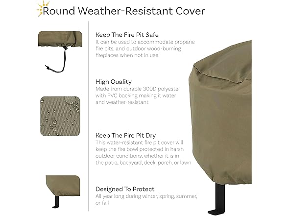 Sunnydaze Weather-Resistant Round Fire Pit Cover