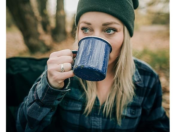 Stansport Enamel Percolator Coffee Pot & 4 Mug Set