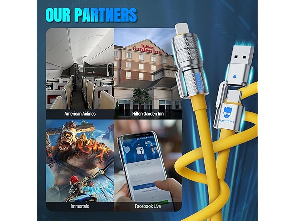 Magic 4-in-1 Multi USB-C Fast Charge 240W Charging Cable 4.8FT