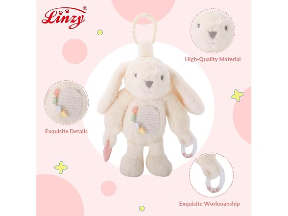 Linzy 10" Beige Bunny Baby Stroller Toy