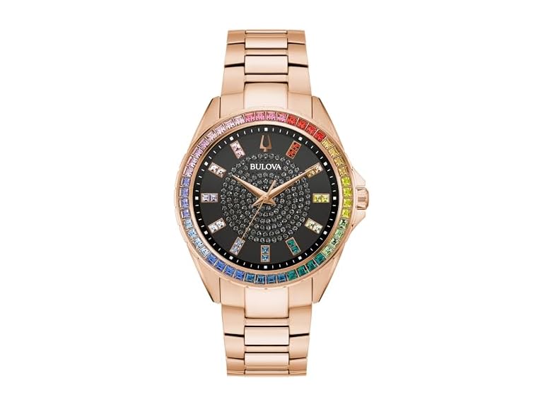 Bulova Mens Crystal Phantom RoseGold Black