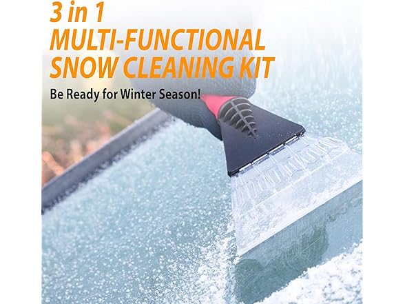 Zone Tech SN0028-2 3in1 Snow Brush Kit 2pk