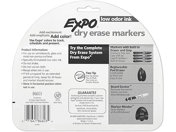 EXPO Dry Erase Fine Tip Markers, 12 Count