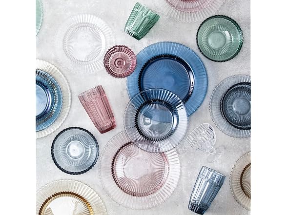 Fortessa Archie Glass, 10 Ounce Footed Dessert Bowl (Set of 6), Cornflower Blue