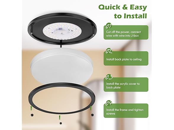 GoBright 13IN Flush Mount LED Ceiling Light, Black